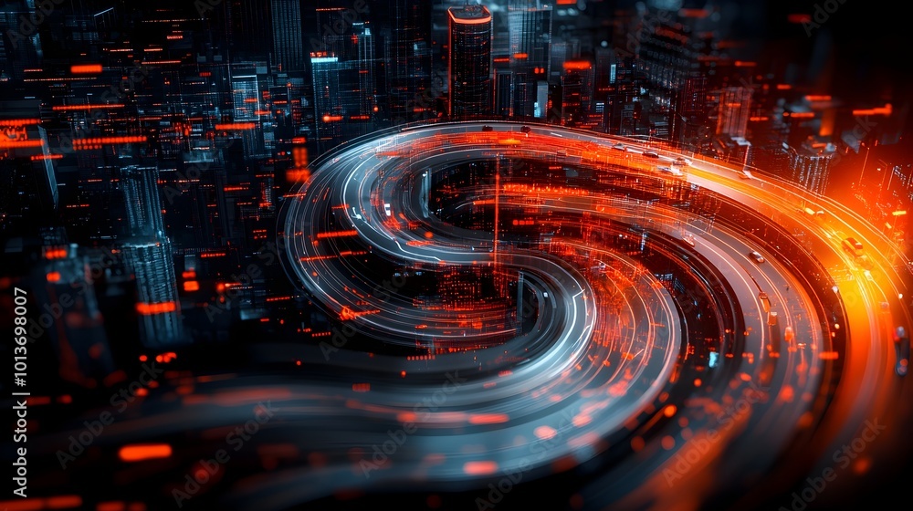 Poster experimental abstract representation of the dynamism and complexity of a smart urban transportation 