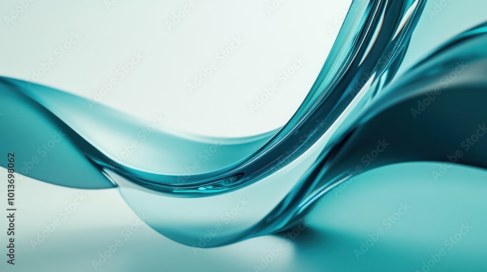 Poster Abstract Teal Wave with a Smooth Flowing Form