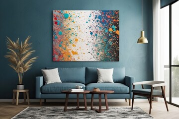 Intriguing Splattered Canvas with Colorful Hues: A Stylish and Artistic Interior Accent Piece