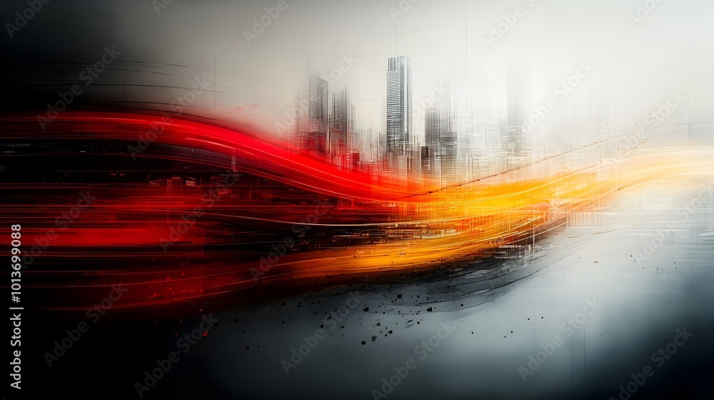 Aufkleber energetic abstract visualization of a smart urban transportation grid depicting the intricate web of