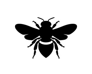 Black Silhouette of a Bee with Detailed Wings
