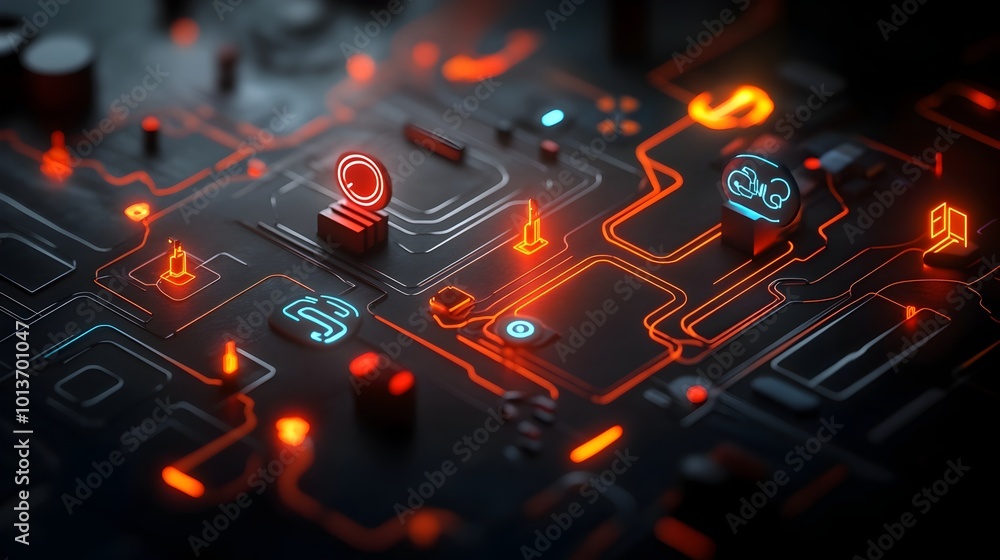 Poster cinematic and imaginative abstract depiction of the intricate flow and interconnected linkages of a 