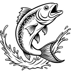 Illustration Of A Salmon Fish Jumping Out Of The Water image vector on white background