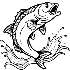 Illustration Of A Salmon Fish Jumping Out Of The Water image vector on white background