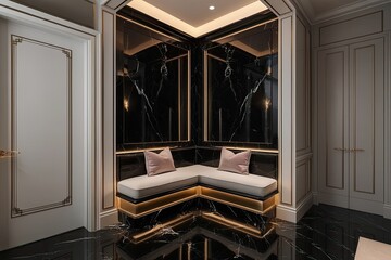 Elegant Black Palace Marble Corner with Soothing Ambient Lighting
