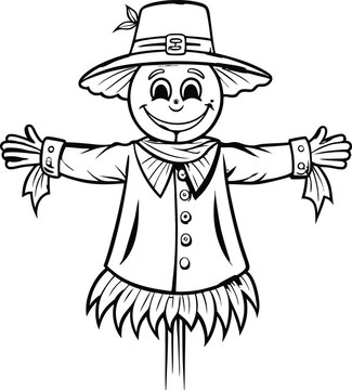 recommend clip art: Hand drawn Kids drawing Cartoon Vector illustration cartoon scarecrow icon Isolated on White Background.
                    