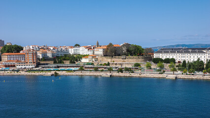 Fototapeta premium A Coruña, Spain. August 5, 2024. View From the Sea