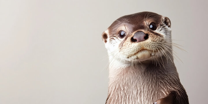 Curious otter with expressive eyes and soft fur, showcasing its playful nature