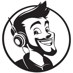 Fototapeta premium Vector Illustration of Cartoon Circle Customer Service Logo with Headset