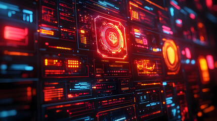 Fototapeta premium 3D Glossy Cyber Monday Product Showcase Background with Futuristic Glowing Tags for Discount Promotions