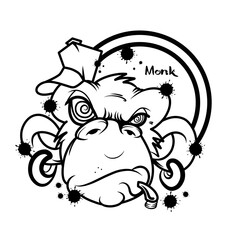 Intricate Cartoon Monkey Line Art