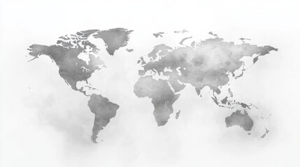 Watercolor world map on white background.