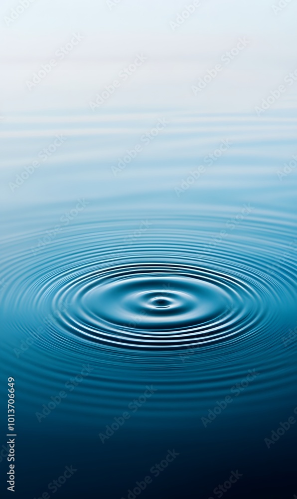 Poster 22. a peaceful blue water texture displaying gentle rings and ripples, captured from a flat lay pers