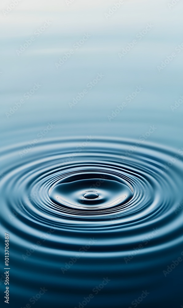 Poster 22. a peaceful blue water texture displaying gentle rings and ripples, captured from a flat lay pers