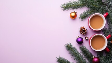 Festive Christmas Mug Arrangement with Holiday Decorations