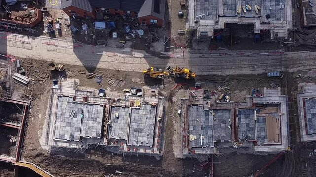 Transforming landscapes with new construction: Aerial view of urban development in progress