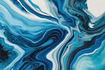 Obraz premium Fluid Abstract Blue Watercolor Background with Marbled Texture