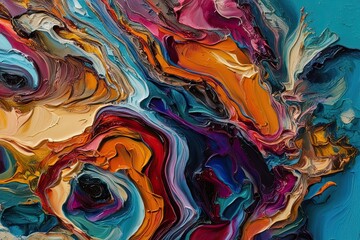 Exploring the Beauty of Vibrant Abstract Oil Painting with Rich Textures and Expressive Colors