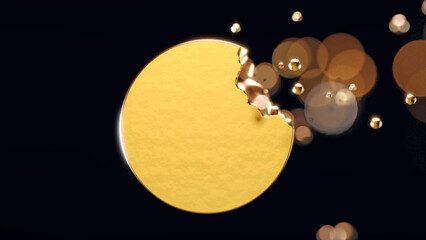 The gold coins were disintegrating into dust 3D rendering