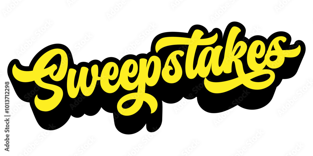 Fototapete word ‘sweepstakes’ written in retro groovy three-dimensional script lettering