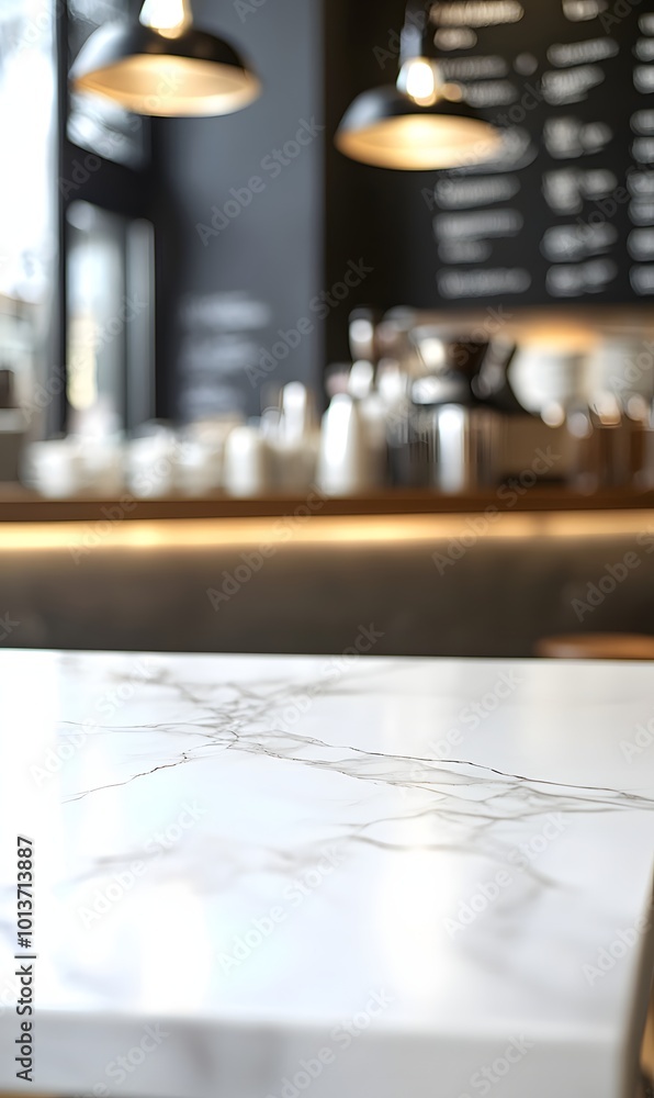 Poster 1. **elegant cafe setting:** create a scene featuring an empty white marble stone table top in a sty