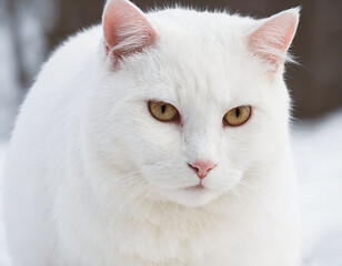 white cat with yellow eyes