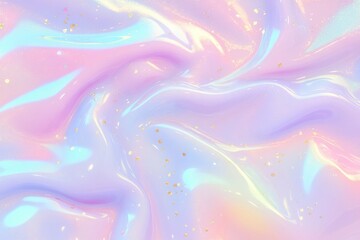 Obraz premium Iridescent holographic swirl texture with pastel tones