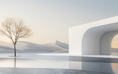 Minimalist modern art building space structure