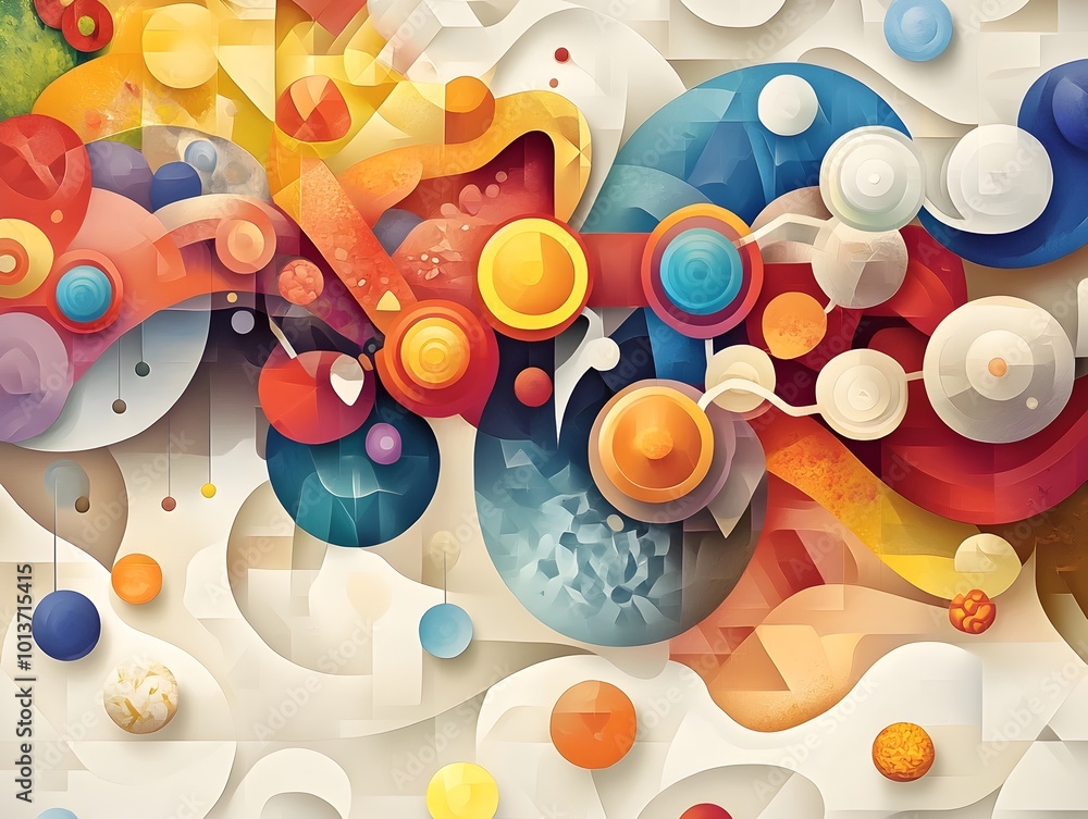 Poster vibrant geometric interpretation of the insulin molecule an abstract digital showcasing the complex 