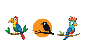 Birds set Vector Illustration