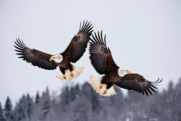 Fototapeta premium Stunning Eagles in Flight on Crisp White Background