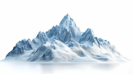 Fototapeta premium 3D Flying Snow Capped Mountain Icon Isolated on White - Symbolizing Winter Adventure & Outdoor Activities for Travel Promotions