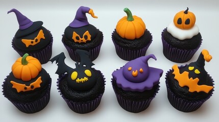 Obraz premium Spooky Halloween Cupcakes with Unique Toppings