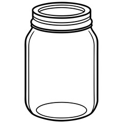 Hand drawn mason jar. Contour sketch. Vector