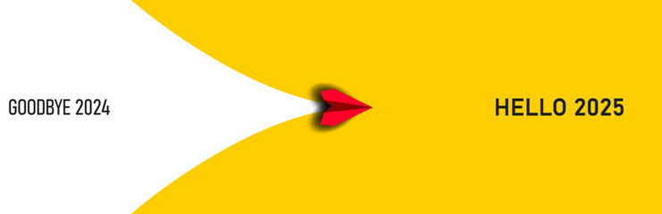 goodbye 2024 hello 2025 flying red airplane.year plan idea concept.Business leader,personality development idea concept