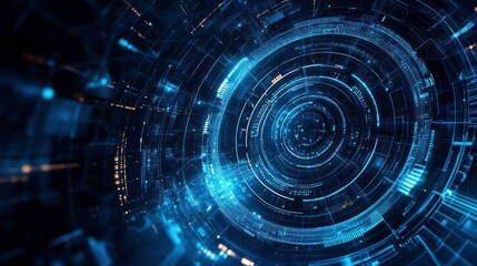 Fototapeta premium Abstract Blue and Orange Digital Interface