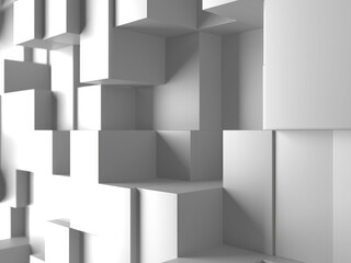 Futuristic white cubes wall background