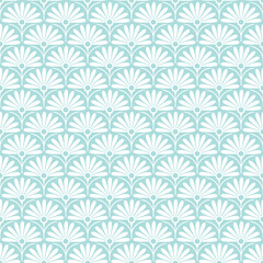 Art Deco Blue Floral Scale Vintage Minimal Seamless Vector Repeat Pattern