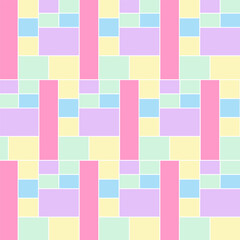 Geometric seamless pattern.Colorful pastel square shapes repeat pattern.Abstract vector graphic illustration background.