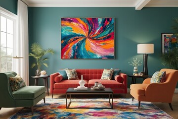 Dynamic Colorful Abstract Art for Enhancing Engaging Interior Spaces