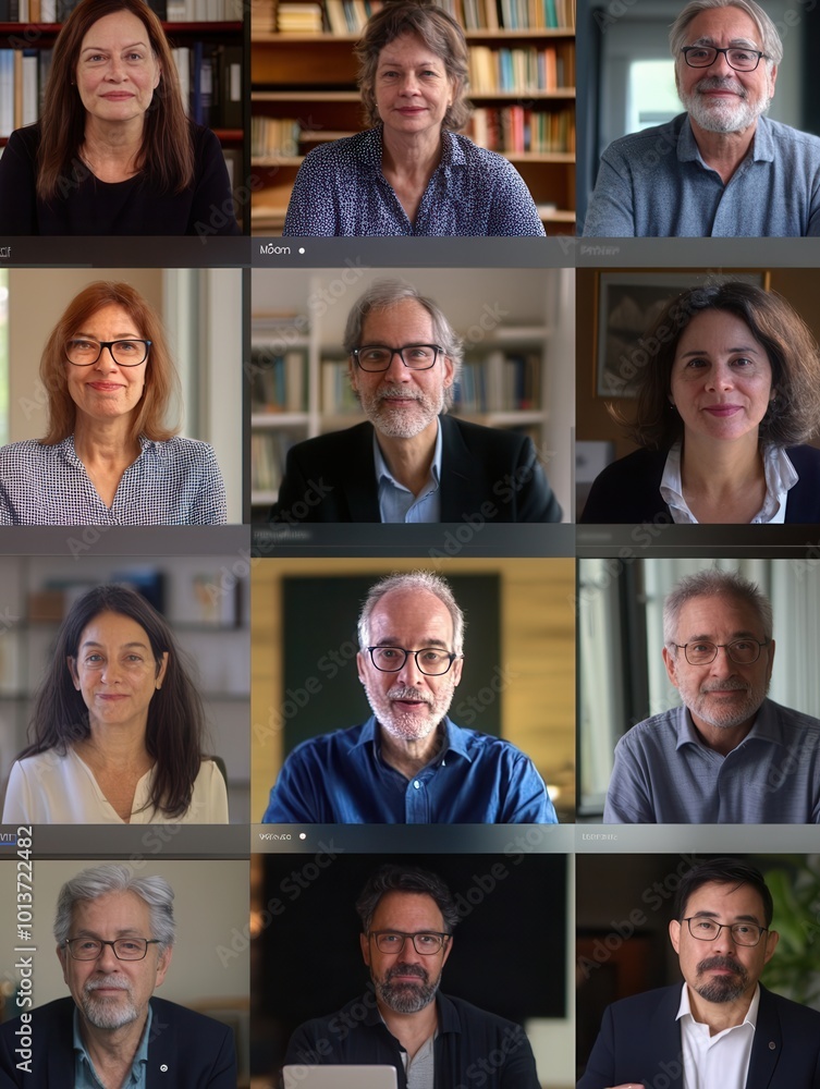 Aufkleber professionals are participating in a video conference, sharing ideas and engaging with each other fr