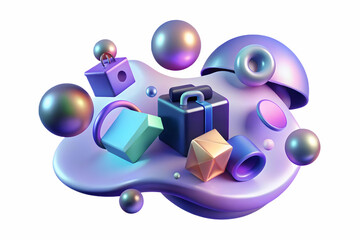 Abstract Glowing Cyber Monday Offer: Digital Art Featuring Glowing Tech Elements for E-Commerce Promotions in Wide Angle Focus