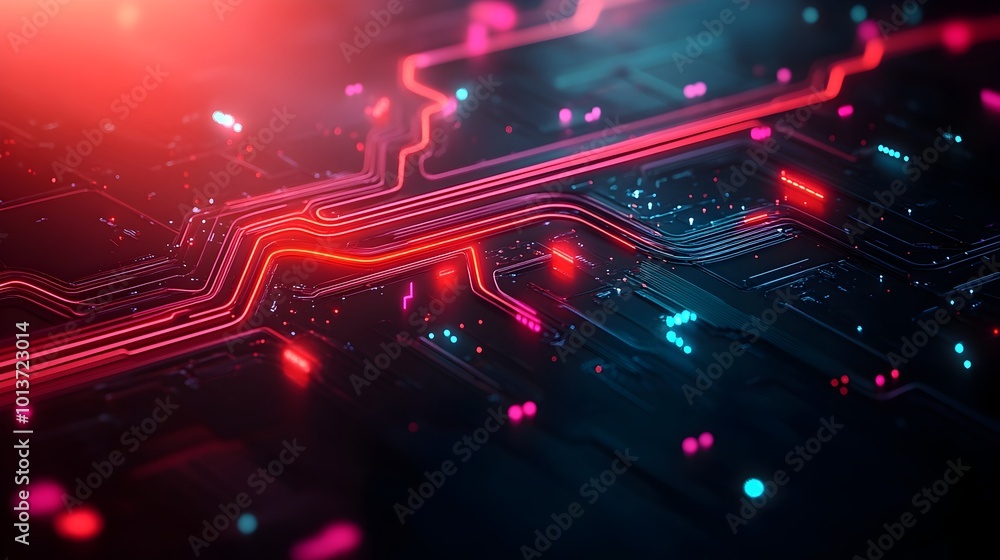 Poster imaginative abstract visualization of the lines and flows of a smart transit network showcasing an i