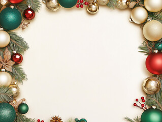 christmas frame with balls, Luxurious Christmas party invitation template design, decorated with Christmas ornaments