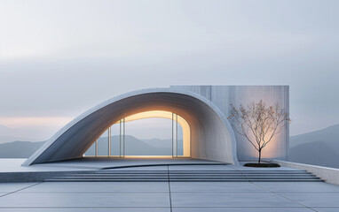 Fototapeta premium Minimalist modern architecture and spatial structure