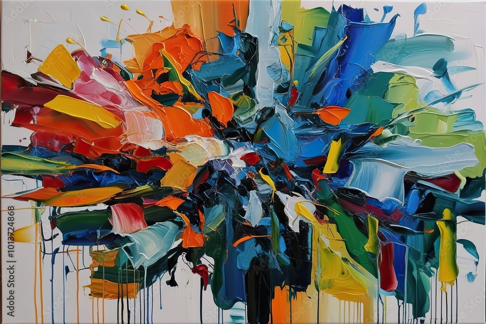 Poster dynamic abstract expressionism canvas art with bold oil palette knife techniques
