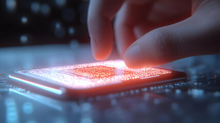 3D Plain Background of a Hand Scanning QR Code on Smartphone for Cyber Monday Purchases - Minimalistic Digital Transaction Design