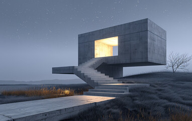 Fototapeta premium Minimalist modern architecture and spatial structure