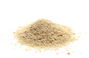 Nutritional yeast pile (deactivated yeast) isolated on white, side view