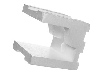 Styrofoam piece flying isolated on white, clipping path
